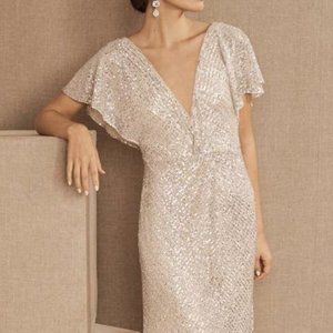 NWT Jenny Yoo Halsey Dress - Silver & Gold Sequin Floor Length Gown, Size 10